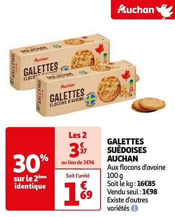 Promotions Galettes suédoises auchan - Produit Maison - Auchan Ronq - Valide de 16/04/2024 à 22/04/2024 chez Auchan Ronq