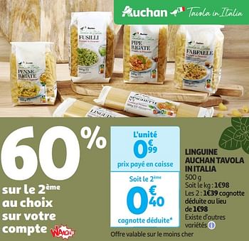 Promoties Linguine auchan tavola in italia - Huismerk - Auchan - Geldig van 16/04/2024 tot 21/04/2024 bij Auchan