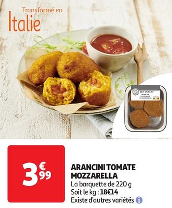 Promoties Arancini tomate mozzarella - Huismerk - Auchan - Geldig van 16/04/2024 tot 21/04/2024 bij Auchan