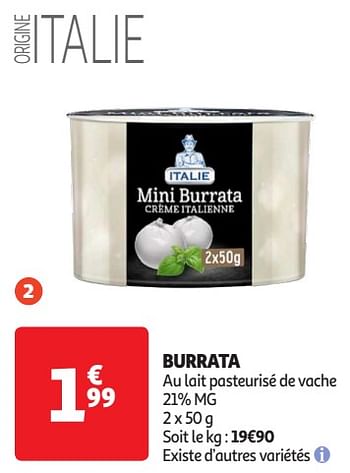Promoties Burrata - Huismerk - Auchan - Geldig van 16/04/2024 tot 21/04/2024 bij Auchan