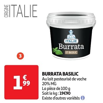 Promoties Burrata basilic - Huismerk - Auchan - Geldig van 16/04/2024 tot 21/04/2024 bij Auchan