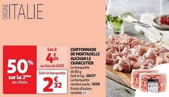 Promoties Chiffonnade de mortadelle auchan le charcutier - Huismerk - Auchan - Geldig van 16/04/2024 tot 21/04/2024 bij Auchan