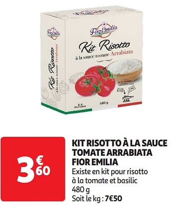 Promoties Kit risotto à la sauce tomate arrabiata fior emilia - Fior Emilia - Geldig van 16/04/2024 tot 21/04/2024 bij Auchan