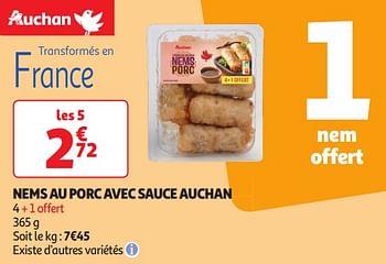 Promoties Nems au porc avec sauce auchan - Huismerk - Auchan - Geldig van 16/04/2024 tot 21/04/2024 bij Auchan