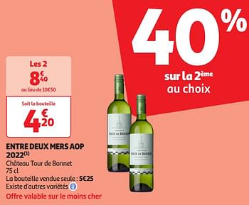 Promotions Entre deux mers aop - Vins blancs - Valide de 16/04/2024 à 21/04/2024 chez Auchan Ronq