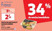 Promoties Pasta salade poulet caesar sodebo - Sodebo - Geldig van 16/04/2024 tot 21/04/2024 bij Auchan