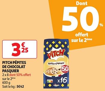 Promoties Pitch pépites de chocolat pasquier - Pasquier - Geldig van 16/04/2024 tot 21/04/2024 bij Auchan
