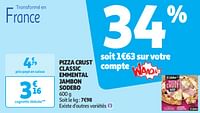 Promoties Pizza crust classic emmental jambon sodebo - Sodebo - Geldig van 16/04/2024 tot 21/04/2024 bij Auchan