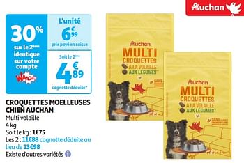 Promoties Croquettes moelleuses chien auchan - Huismerk - Auchan - Geldig van 16/04/2024 tot 21/04/2024 bij Auchan