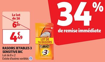 Promoties Rasoirs jetables 3 sensitive bic - BIC - Geldig van 16/04/2024 tot 21/04/2024 bij Auchan
