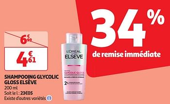 Promoties Shampooing glycolic gloss elsève - L'Oreal Paris - Geldig van 16/04/2024 tot 21/04/2024 bij Auchan