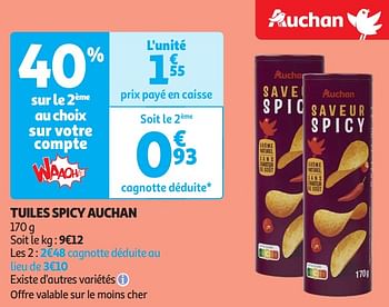 Promoties Tuiles spicy auchan - Huismerk - Auchan - Geldig van 16/04/2024 tot 21/04/2024 bij Auchan