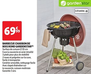 Promoties Barbecue charbon de bois rond gardenstar - GardenStar - Geldig van 16/04/2024 tot 21/04/2024 bij Auchan