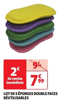 Lot de 5 éponges double faces réutilisables-Huismerk - Auchan
