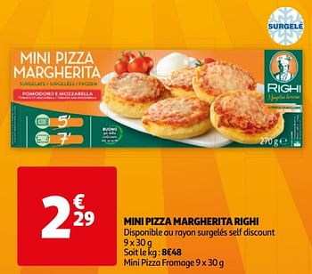Promoties Mini pizza margherita righi - Huismerk - Auchan - Geldig van 16/04/2024 tot 22/04/2024 bij Auchan