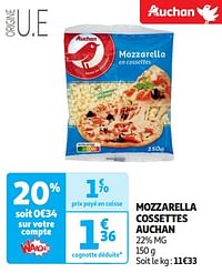 Mozzarella cossettes auchan-Huismerk - Auchan