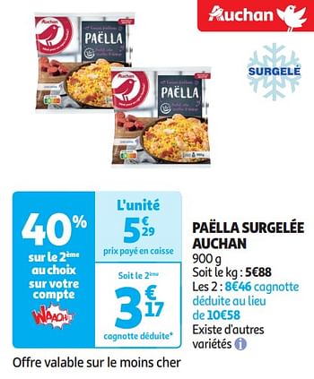 Promoties Paëlla surgelée auchan - Huismerk - Auchan - Geldig van 16/04/2024 tot 21/04/2024 bij Auchan