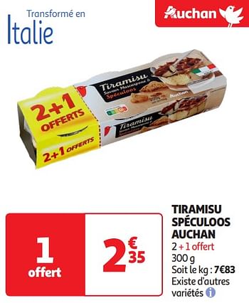 Promoties Tiramisu spéculoos auchan - Huismerk - Auchan - Geldig van 16/04/2024 tot 21/04/2024 bij Auchan