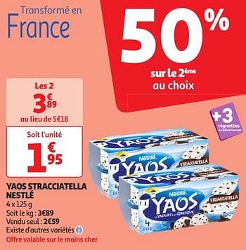Promoties Yaos stracciatella nestlé - Nestlé - Geldig van 16/04/2024 tot 21/04/2024 bij Auchan