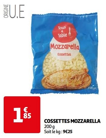 Promoties Cossettes mozzarella - Huismerk - Auchan - Geldig van 16/04/2024 tot 22/04/2024 bij Auchan