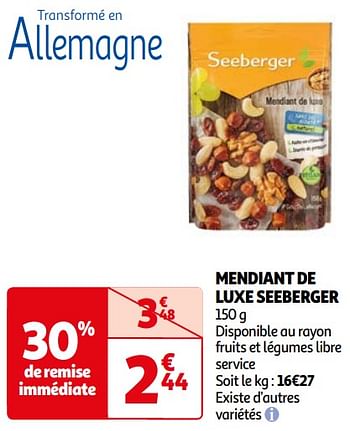 Promoties Mendiant de luxe seeberger - Seeberger - Geldig van 16/04/2024 tot 22/04/2024 bij Auchan