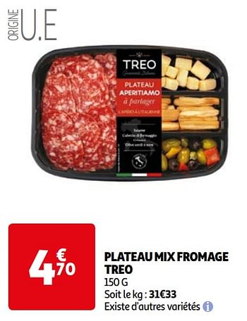 Promoties Plateau mix fromage treo - Treo - Geldig van 16/04/2024 tot 22/04/2024 bij Auchan
