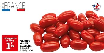 Promoties Tomates cerises allongées - Huismerk - Auchan - Geldig van 16/04/2024 tot 22/04/2024 bij Auchan