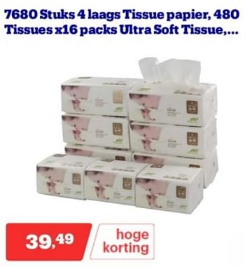 Promotions 7680 stuks 4 laags tissue papier 480 tissues - Produit Maison - Bol.com - Valide de 15/04/2024 à 21/04/2024 chez Bol.com