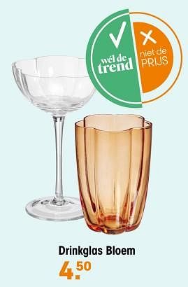 Promotions Drinkglas bloem - Produit maison - Kwantum - Valide de 22/04/2024 à 28/04/2024 chez Kwantum