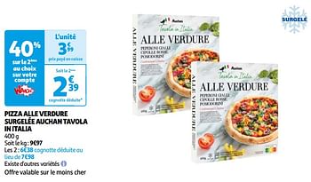 Promoties Pizza alle verdure surgelée auchan tavola in italia - Huismerk - Auchan - Geldig van 16/04/2024 tot 22/04/2024 bij Auchan