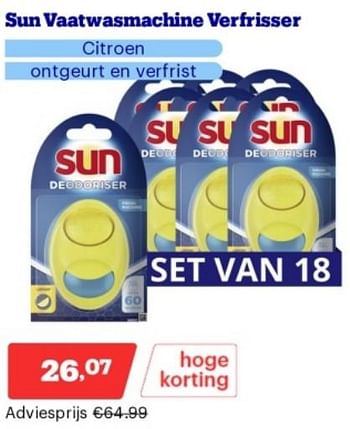Promoties Sun vaatwasmachine verfrisser - Sun - Geldig van 15/04/2024 tot 21/04/2024 bij Bol.com
