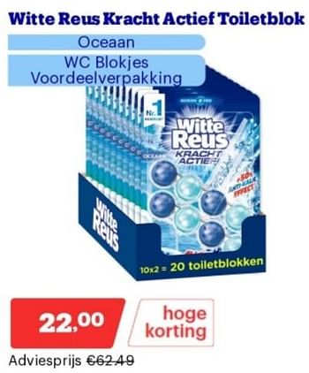 Promotions Witte reus kracht actief toiletblok oceaan wc blokjes - Witte reus - Valide de 15/04/2024 à 21/04/2024 chez Bol.com
