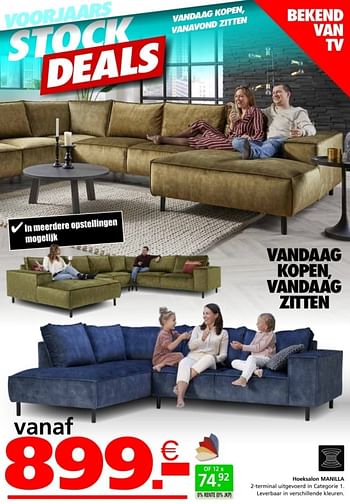 Promotions Hoeksalon manilla - Produit maison - Seats and Sofas - Valide de 02/04/2024 à 21/04/2024 chez Seats and Sofas