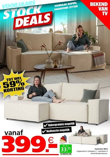 Promoties Hoeksalon milo - Huismerk - Seats and Sofas - Geldig van 02/04/2024 tot 21/04/2024 bij Seats and Sofas