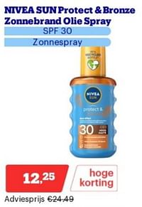 Nivea sun protect + bronze zonnebrand olie spray spf 30-Nivea