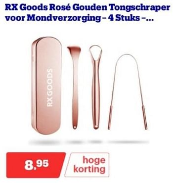 Promoties Rx goods rosé gouden tongschraper voor mondverzorging - RX goods - Geldig van 15/04/2024 tot 21/04/2024 bij Bol.com