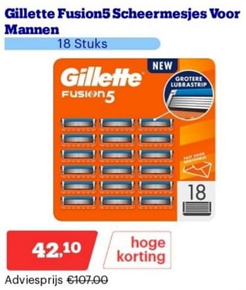 Promoties Gillette fusions scheermesjes voor mannen - Gillette - Geldig van 15/04/2024 tot 21/04/2024 bij Bol.com