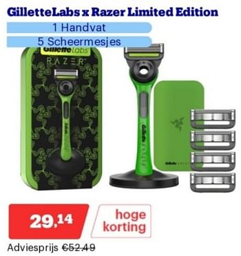 Promotions Gillette labs x razer limited edition 1 handvat - Gillette - Valide de 15/04/2024 à 21/04/2024 chez Bol.com