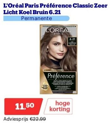 Promoties L`oréal paris préférence classic zeer licht koel bruin - L'Oreal Paris - Geldig van 15/04/2024 tot 21/04/2024 bij Bol.com