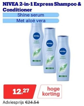 Promotions Nivea 2 in 1 express shampoo + conditioner - Nivea - Valide de 15/04/2024 à 21/04/2024 chez Bol.com