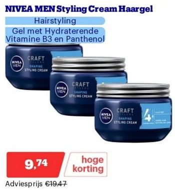 Promoties Nivea men styling cream haargel - Nivea - Geldig van 15/04/2024 tot 21/04/2024 bij Bol.com