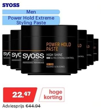 Promotions Syoss men power hold extreme - Syoss - Valide de 15/04/2024 à 21/04/2024 chez Bol.com
