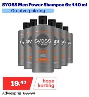 Promotions Syoss men power shampoo - Syoss - Valide de 15/04/2024 à 21/04/2024 chez Bol.com
