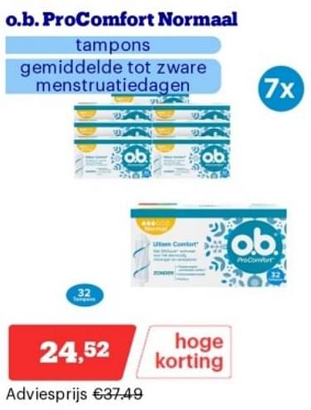 Promoties O b procomfort normaal tampons - OB - Geldig van 15/04/2024 tot 21/04/2024 bij Bol.com