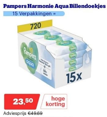 Promoties Pampers harmonie aqua billendoekjes - Pampers - Geldig van 15/04/2024 tot 21/04/2024 bij Bol.com
