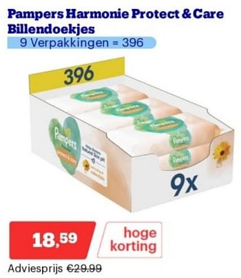 Promoties Pampers harmonie protect + care billendoekjes - Pampers - Geldig van 15/04/2024 tot 21/04/2024 bij Bol.com