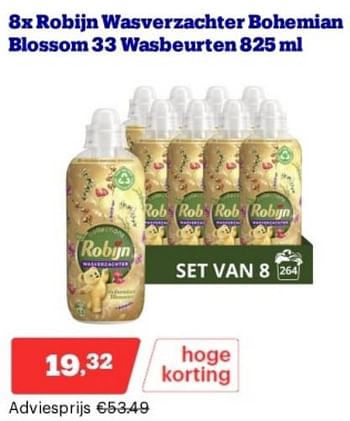 Promoties 8x robijn wasverzachter bohemian blossom wasbeurten - Robijn - Geldig van 15/04/2024 tot 21/04/2024 bij Bol.com