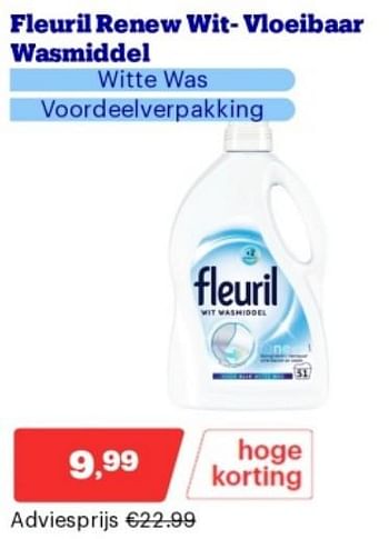 Promoties Fleuril renew wit vloeibaar wasmiddel - Fleuril - Geldig van 15/04/2024 tot 21/04/2024 bij Bol.com
