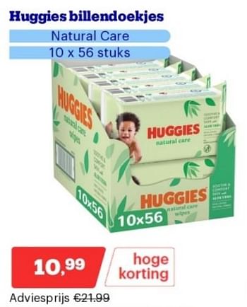 Promotions Huggies billendoekjes natural care - Huggies - Valide de 15/04/2024 à 21/04/2024 chez Bol.com