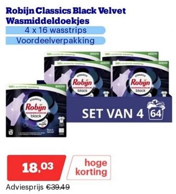 Promotions Robijn classics black velvet wasmiddeldoekjes - Robijn - Valide de 15/04/2024 à 21/04/2024 chez Bol.com